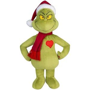 Dr. Seuss Grinch Greeter with Light Up Heart and Santa Hat